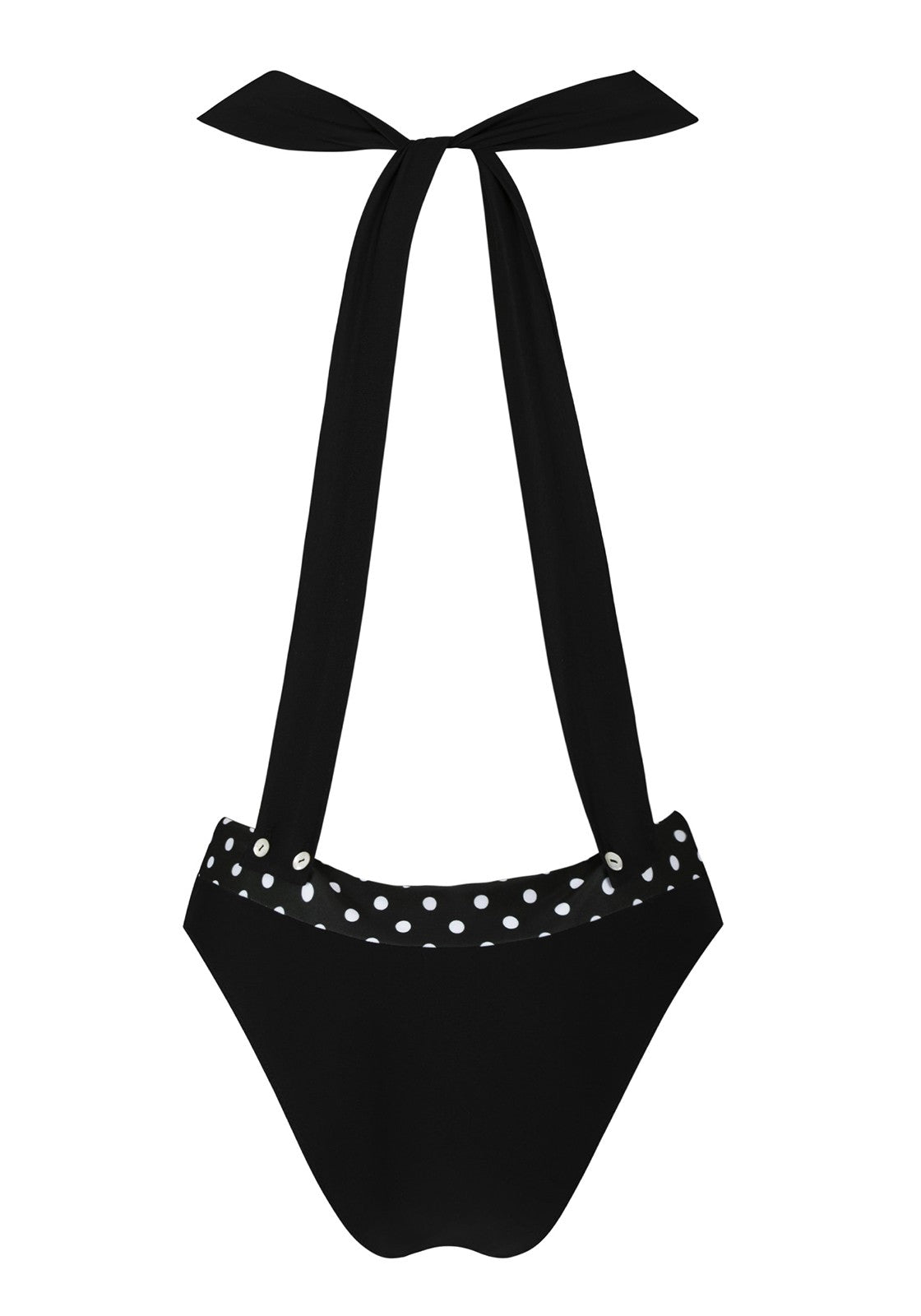 UNE PIÈCE CESAR Noir ceinture pois blanc