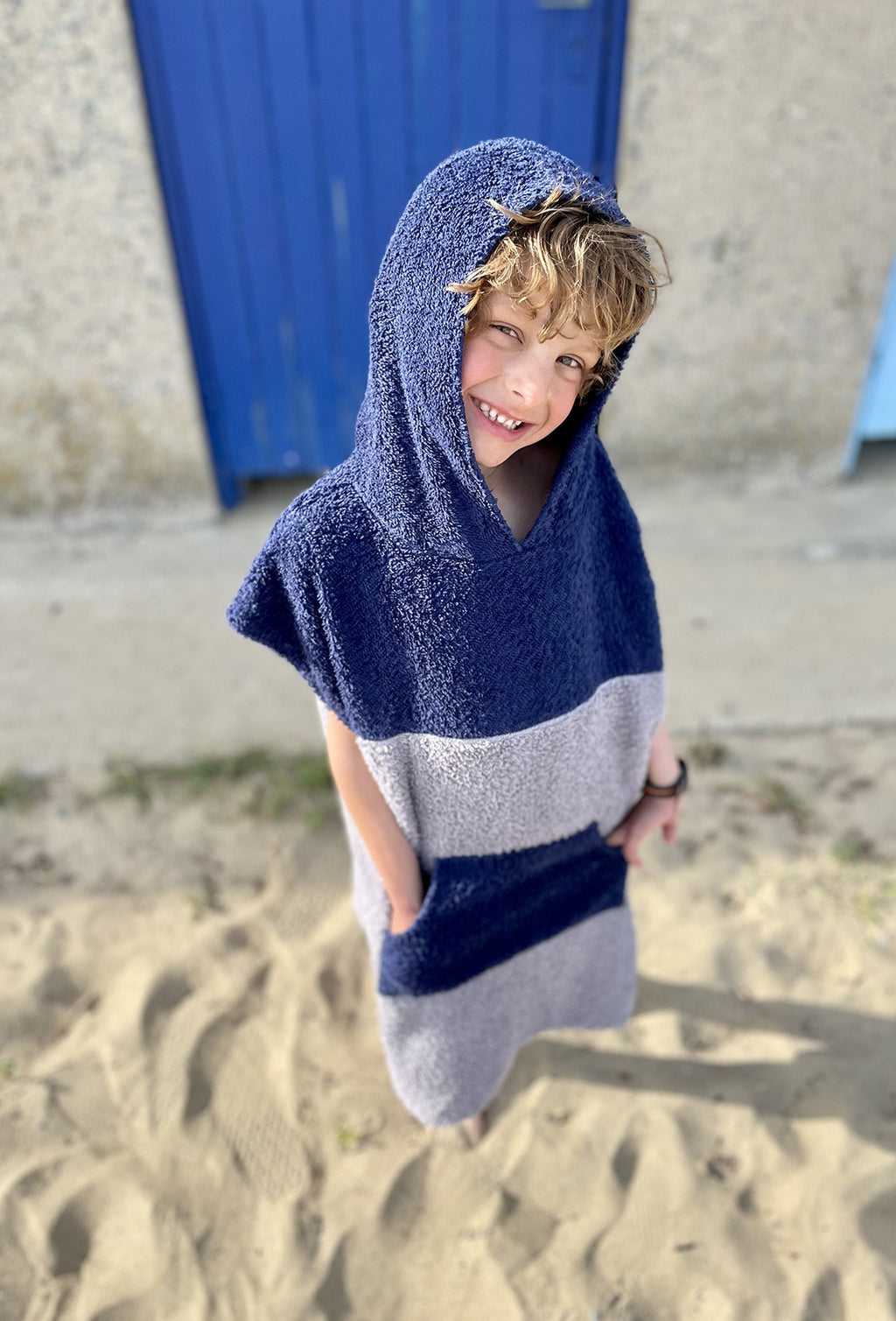 PONCHO NOA CHILDREN Grey-navy blue