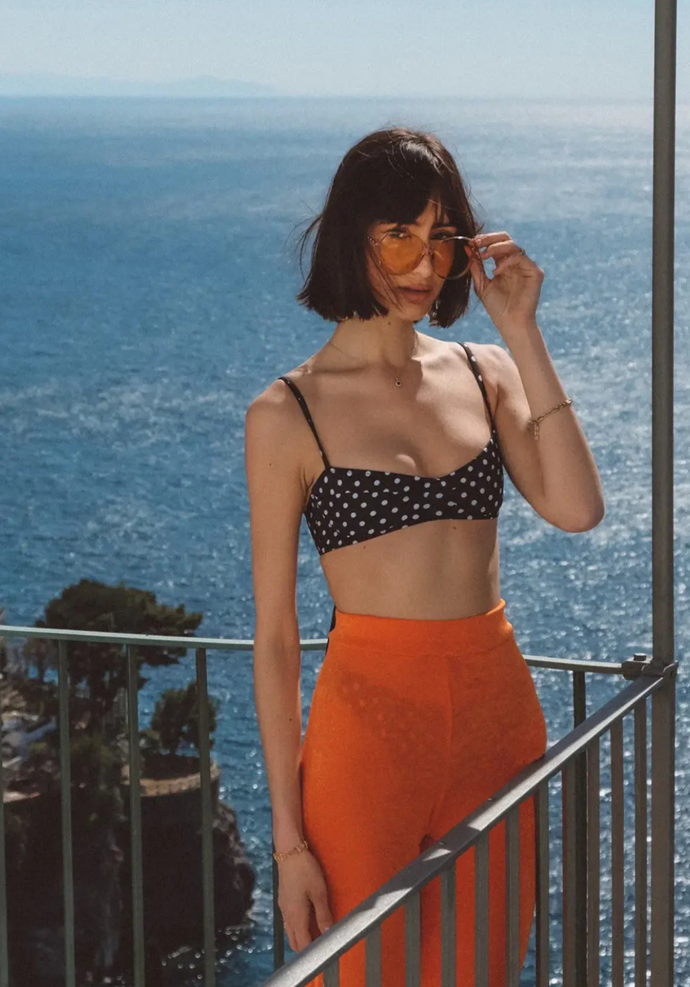 HAUT DEUX PIÈCES AMALFI Noir/pois blanc