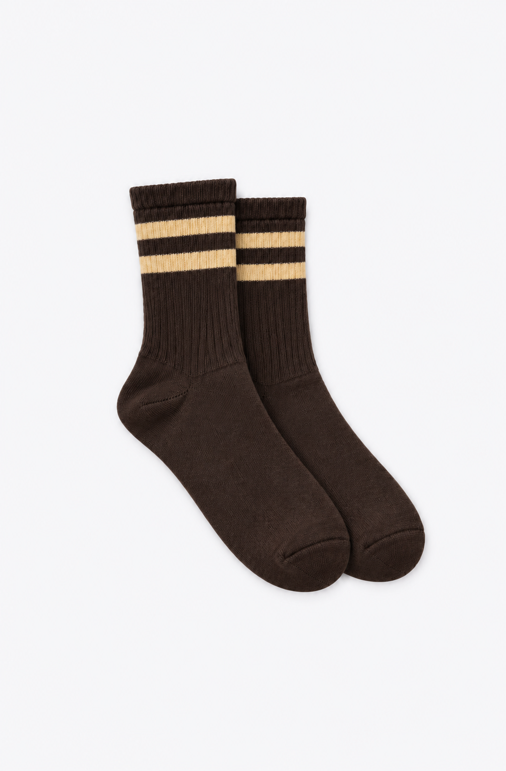 CALCETINES ALTOS marrón oscuro a rayas beige
